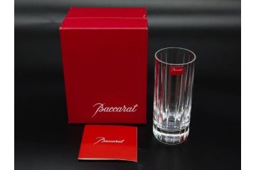 フランス　Baccarat　バカラ　ハーモニーベース/ハッピーアワータンブラーグラス/アラベスク スモールボウル・プレート/ミルニュイ プレート　高級感溢れるバカラ5点セット(フラワーベース、花瓶、花器、花入、花生、深皿、小皿、コップ、フルレッドクリスタルガラス、共箱付き)(R-080089)