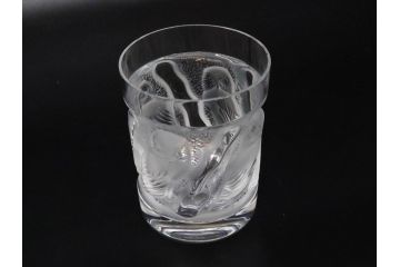 フランス　LALIQUE(ラリック)　ユロット　落ち着いた雰囲気が魅力のオールドファッションタンブラー(フクロウ、梟、サテンクリスタル、グラス、硝子、ガラス、共箱付き)(R-080091)