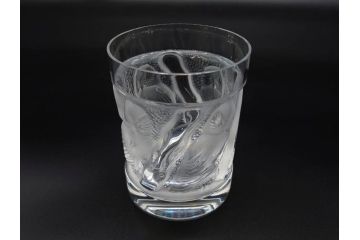 フランス　LALIQUE(ラリック)　ユロット　落ち着いた雰囲気が魅力のオールドファッションタンブラー(フクロウ、梟、サテンクリスタル、グラス、硝子、ガラス、共箱付き)(R-080091)