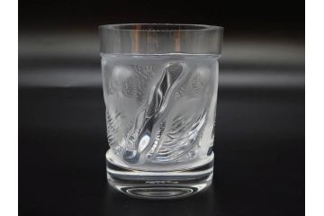 フランス　LALIQUE(ラリック)　ユロット　落ち着いた雰囲気が魅力のオールドファッションタンブラー(フクロウ、梟、サテンクリスタル、グラス、硝子、ガラス、共箱付き)(R-080091)