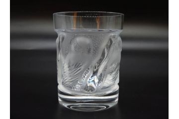 フランス　LALIQUE(ラリック)　ユロット　落ち着いた雰囲気が魅力のオールドファッションタンブラー(フクロウ、梟、サテンクリスタル、グラス、硝子、ガラス、共箱付き)(R-080091)