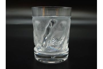 フランス　LALIQUE(ラリック)　ユロット　落ち着いた雰囲気が魅力のオールドファッションタンブラー(フクロウ、梟、サテンクリスタル、グラス、硝子、ガラス、共箱付き)(R-080091)