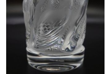 フランス　LALIQUE(ラリック)　ユロット　落ち着いた雰囲気が魅力のオールドファッションタンブラー(フクロウ、梟、サテンクリスタル、グラス、硝子、ガラス、共箱付き)(R-080091)