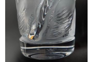 フランス　LALIQUE(ラリック)　ユロット　落ち着いた雰囲気が魅力のオールドファッションタンブラー(フクロウ、梟、サテンクリスタル、グラス、硝子、ガラス、共箱付き)(R-080091)