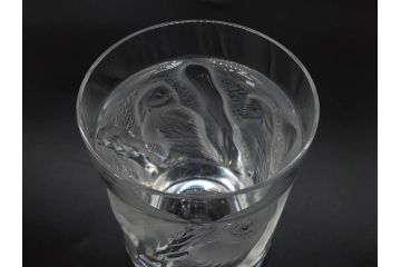 フランス　LALIQUE(ラリック)　ユロット　落ち着いた雰囲気が魅力のオールドファッションタンブラー(フクロウ、梟、サテンクリスタル、グラス、硝子、ガラス、共箱付き)(R-080091)