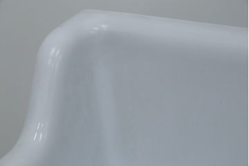 和製アンティーク　日本陶業製　アイアンステー付き　どこか懐かしさ感じる陶器製のシンプルな流し台(シンク、洗面器、洗面ボウル、手洗い器)(R-080094)