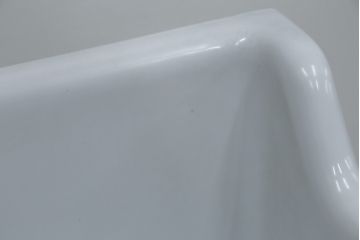 和製アンティーク　日本陶業製　アイアンステー付き　どこか懐かしさ感じる陶器製のシンプルな流し台(シンク、洗面器、洗面ボウル、手洗い器)(R-080094)