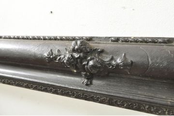 フランスアンティーク　ペイント仕上げ限定　花の彫刻が素敵なアクセントになるフレーム(額縁、ディスプレイ、店舗什器、ミラー)(R-080096)