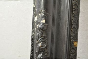 フランスアンティーク　ペイント仕上げ限定　花の彫刻が素敵なアクセントになるフレーム(額縁、ディスプレイ、店舗什器、ミラー)(R-080096)