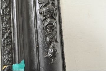 フランスアンティーク　ペイント仕上げ限定　花の彫刻が素敵なアクセントになるフレーム(額縁、ディスプレイ、店舗什器、ミラー)(R-080096)