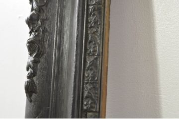 フランスアンティーク　ペイント仕上げ限定　花の彫刻が素敵なアクセントになるフレーム(額縁、ディスプレイ、店舗什器、ミラー)(R-080096)