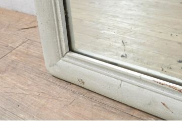 フランスアンティーク　ペイント仕上げ限定　シャビーペイントがお洒落なゆらゆらウォールミラー(姿見、壁掛け鏡)(R-080097)
