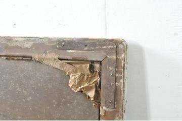 フランスアンティーク　ペイント仕上げ限定　シャビーペイントがお洒落なゆらゆらウォールミラー(姿見、壁掛け鏡)(R-080097)