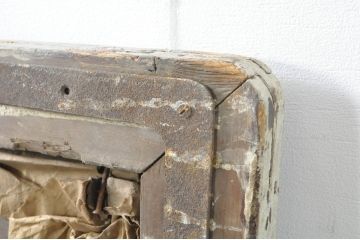 フランスアンティーク　ペイント仕上げ限定　シャビーペイントがお洒落なゆらゆらウォールミラー(姿見、壁掛け鏡)(R-080097)