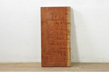 和製ビンテージ　波打つ木目が味わい深いブビンガの小さな一枚板(テーブルトップ、テーブル天板、古材、木材、DIY、材料、ヴィンテージ)(R-080105)