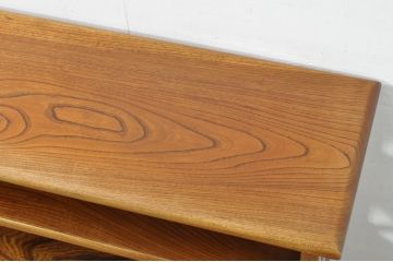 和製ビンテージ　高級工芸家具　側面手彫りくり抜き　総欅(ケヤキ)材　漆塗り　和モダンテイストのお部屋づくりに取り入れたい茶棚(飾り棚、戸棚、収納棚、サイドボード、ヴィンテージ)(R-080112)