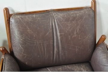 デンマークアンティーク　ILLUM WIKKELSO( イルム・ヴィッケルソー)デザイン　CFC Silkeborg(クリステンセン シルケボー)　Genius(ジーニアス)　ローズウッド　本革(レザー)の経年変化による風合いが味わい深い1人掛けソファ2脚セット(イージーチェア、一人掛け、アームチェア、椅子、イス、北欧、バラ売り可能)(R-080117)