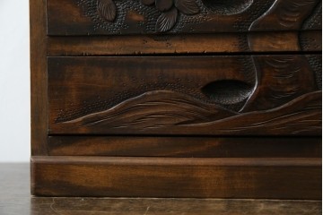 和製ヴィンテージ　軽井沢彫り　職人技が光る!桜の彫刻が美しい小引き出し　(R-080119)