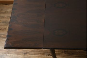 北欧ビンテージ　ノルウェー　BRUKSBO(ブルクスボ)　ローズウッド材　深みのある落ち着いたカラーが素敵なエクステンションテーブル(ダイニングテーブル、食卓、2人掛け、4人掛け、ヴィンテージ)(R-080121)