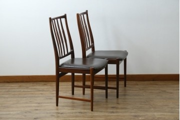北欧ヴィンテージ　ノルウェー　BRUKSBO(ブルクスボ)　ローズウッド材　深みのある落ち着いたカラーが素敵なダイニングチェア2脚セット　(R-080122)
