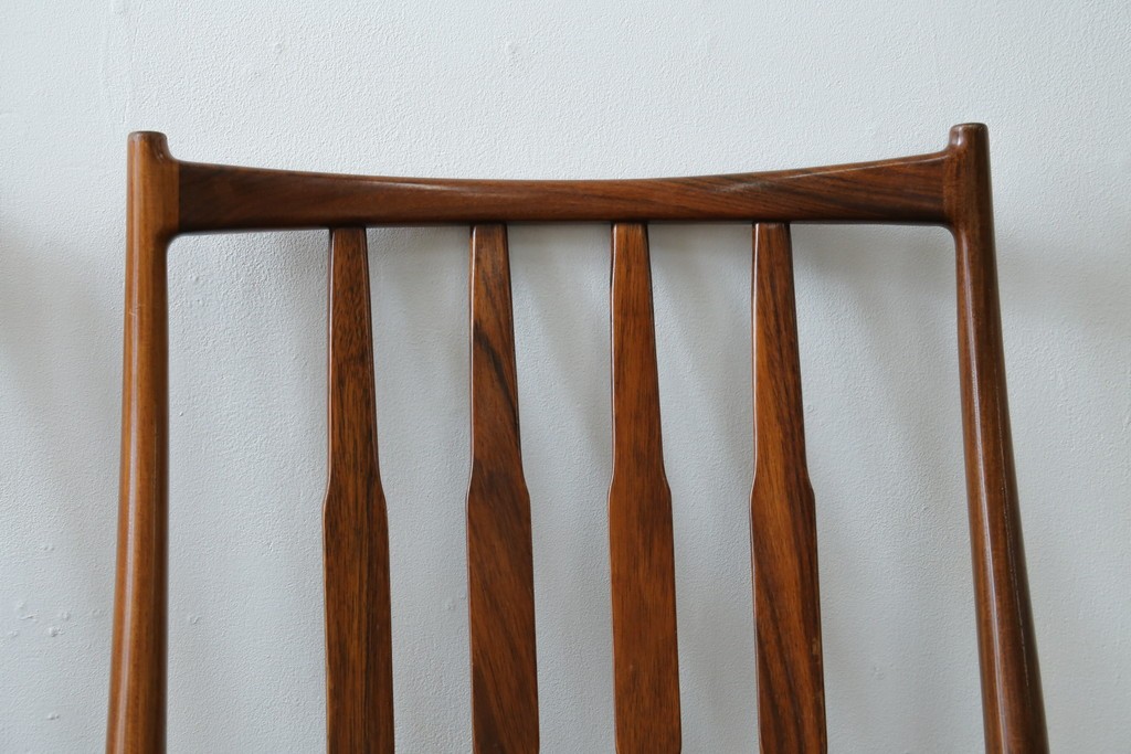 北欧ヴィンテージ　ノルウェー　BRUKSBO(ブルクスボ)　ローズウッド材　深みのある落ち着いたカラーが素敵なダイニングチェア2脚セット　(R-080122)