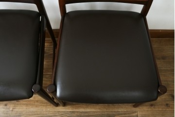 北欧ヴィンテージ　ノルウェー　BRUKSBO(ブルクスボ)　ローズウッド材　深みのある落ち着いたカラーが素敵なダイニングチェア2脚セット　(R-080122)