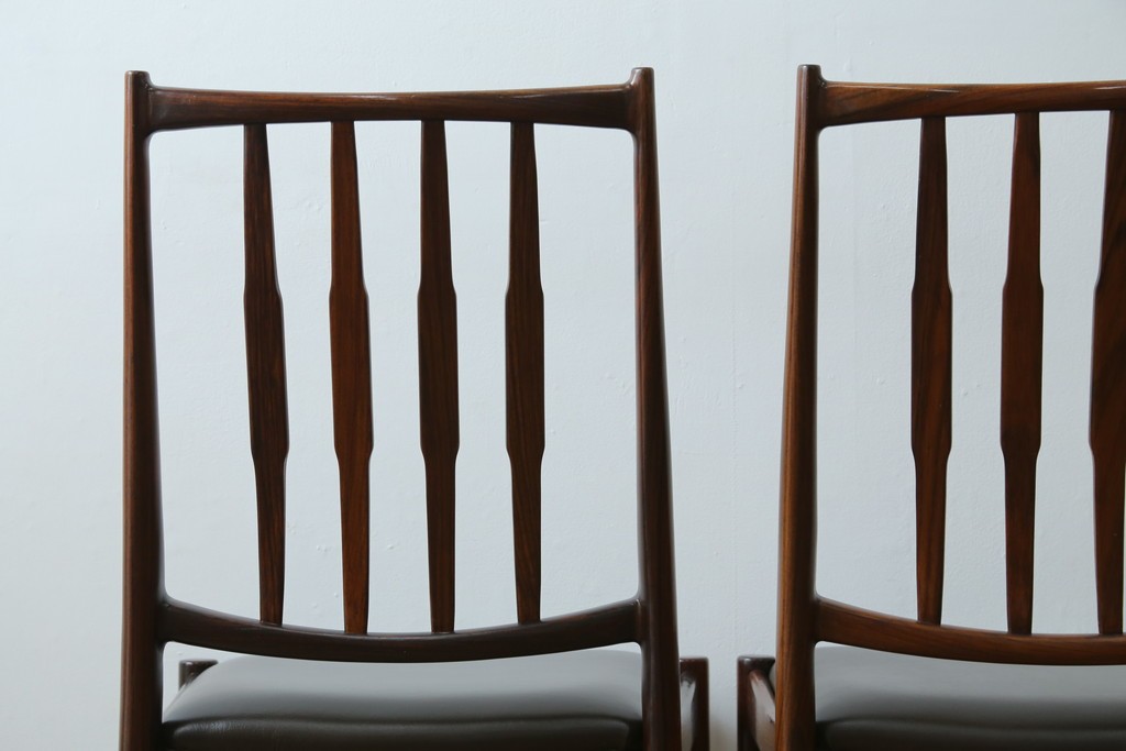北欧ヴィンテージ　ノルウェー　BRUKSBO(ブルクスボ)　ローズウッド材　深みのある落ち着いたカラーが素敵なダイニングチェア2脚セット　(R-080122)