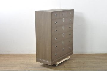 中古　美品　伝統工芸　桐屋田中製　和の趣を感じる凛とした佇まいが魅力的な加茂総桐箪笥(胴厚、総桐たんす、和たんす、衣装タンス、収納箪笥、整理箪笥、サイドチェスト、引き出し)(定価推定約46万5千円)(R-080126)