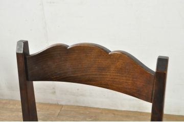 中古　希少な廃番品　北海道民芸家具　背板のデザインがかわいらしいチェア4脚セット(ダイニングチェア、椅子、イス、板座チェア、バラ売り可能)(R-080137)