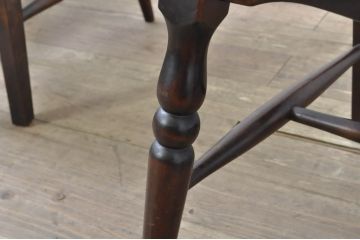 中古　希少な廃番品　北海道民芸家具　背板のデザインがかわいらしいチェア4脚セット(ダイニングチェア、椅子、イス、板座チェア、バラ売り可能)(R-080137)