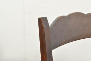 中古　希少な廃番品　北海道民芸家具　背板のデザインがかわいらしいチェア4脚セット(ダイニングチェア、椅子、イス、板座チェア、バラ売り可能)(R-080137)