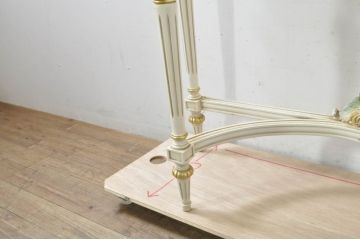 中古　美品　イタリア製　天板大理石　ロココ調　華やかな装飾が目を惹くコンソールテーブル(大理石天板、サイドテーブル、花台、飾り台)(定価約60万円)(R-080150)