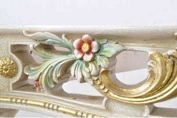 中古　美品　イタリア製　天板大理石　ロココ調　華やかな装飾が目を惹くコンソールテーブル(大理石天板、サイドテーブル、花台、飾り台)(定価約60万円)(R-080150)