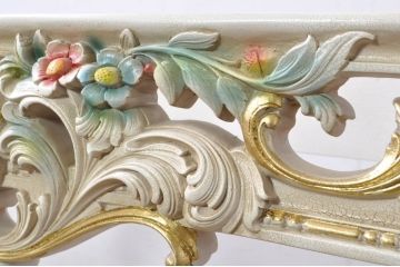 中古　美品　イタリア製　天板大理石　ロココ調　華やかな装飾が目を惹くコンソールテーブル(大理石天板、サイドテーブル、花台、飾り台)(定価約60万円)(R-080150)