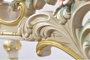 中古　美品　イタリア製　天板大理石　ロココ調　華やかな装飾が目を惹くコンソールテーブル(大理石天板、サイドテーブル、花台、飾り台)(定価約60万円)(R-080150)
