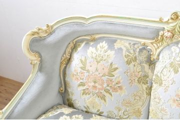 中古　美品　イタリア高級家具　Mario Colciago&Figli(マリオ・コルチャゴ)　Fratelli Origgi(フラテッリ・オリッジ)　ロココ調のデザインがエレガントな3人掛けソファ(三人掛けソファ、3P)(R-080151)