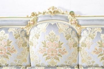 中古　美品　イタリア高級家具　Mario Colciago&Figli(マリオ・コルチャゴ)　Fratelli Origgi(フラテッリ・オリッジ)　ロココ調のデザインがエレガントな3人掛けソファ(三人掛けソファ、3P)(R-080151)