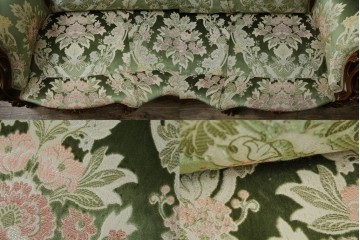 中古　イタリア製　ロココ調　華やかな彫刻が目を惹く3人掛けソファ　(R-080153)