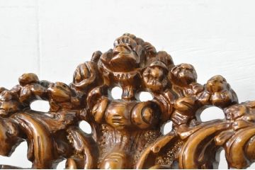 中古　イタリア製　ロココ調　華やかな彫刻が目を惹く1人掛けソファ(1P、一人掛け、ラウンジチェア、アームチェア、サロンチェア)(R-080155)
