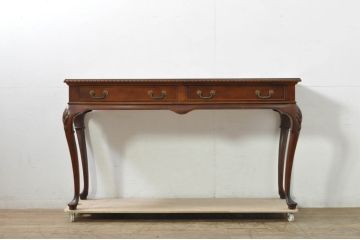 中古　アメリカ　センチュリー社(CENTURY)　スラリと伸びた猫脚がおしゃれなコンソールテーブル(薄型デスク、机、ワークデスク、サイドテーブル、在宅用、在宅ワーク用)(定価約70万円)(R-080158)