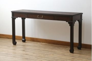 中古　希少モデル　DREXEL HERITAGE(ドレクセルヘリテイジ)　彫刻入り　異国情緒あふれるシノワズリ様式のコンソールテーブル(薄型デスク、机、ワークデスク、サイドテーブル、在宅用、在宅ワーク用)(R-080159)