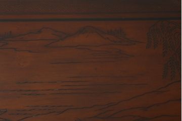 中古　希少モデル　DREXEL HERITAGE(ドレクセルヘリテイジ)　彫刻入り　異国情緒あふれるシノワズリ様式のコンソールテーブル(薄型デスク、机、ワークデスク、サイドテーブル、在宅用、在宅ワーク用)(R-080159)