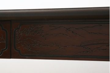 中古　希少モデル　DREXEL HERITAGE(ドレクセルヘリテイジ)　彫刻入り　異国情緒あふれるシノワズリ様式のコンソールテーブル(薄型デスク、机、ワークデスク、サイドテーブル、在宅用、在宅ワーク用)(R-080159)