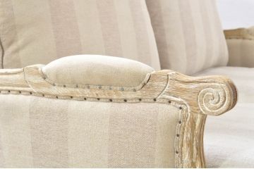 中古　美品　サラグレース(Sarah Grace)取り扱い　フランス　BLANC D'IVOIRE(ブランディボワール)　リネン生地　フレンチーシャビーな2Pソファ(二人掛け、アームソファ)(定価約44万円)(R-080161)