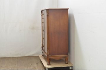 中古　イタリア高級輸入家具　小振りな象嵌入り　クラシカルな雰囲気と猫脚が魅力のキャビネット(サイドボード、サイドキャビネット、収納棚、戸棚)(R-080164)