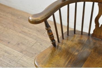 中古　国産職人手作り　くつろぎ時間におすすめの作りの良いロッキングチェア(板座チェア、アームチェア、揺り椅子、イス)(R-080165)