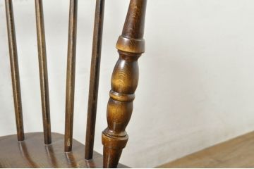 中古　国産職人手作り　くつろぎ時間におすすめの作りの良いロッキングチェア(板座チェア、アームチェア、揺り椅子、イス)(R-080165)