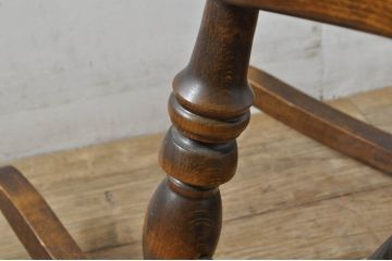 中古　国産職人手作り　くつろぎ時間におすすめの作りの良いロッキングチェア(板座チェア、アームチェア、揺り椅子、イス)(R-080165)