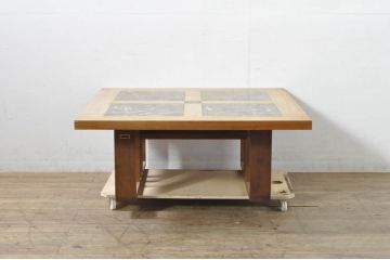 中古　美品　高級品　CHARDONNAY(シャルドネ)　BEAU PIERRE(ボーピリー)シリーズ　ウォールナット　エンペラードールダーク(天然高級大理石)　上質で重厚感のあるデザインがお部屋のアクセントになるセンターテーブル(ローテーブル、リビングテーブル)(定価約36万円)(R-080167)