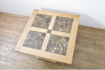 中古　美品　高級品　CHARDONNAY(シャルドネ)　BEAU PIERRE(ボーピリー)シリーズ　ウォールナット　エンペラードールダーク(天然高級大理石)　上質で重厚感のあるデザインがお部屋のアクセントになるセンターテーブル(ローテーブル、リビングテーブル)(定価約36万円)(R-080167)